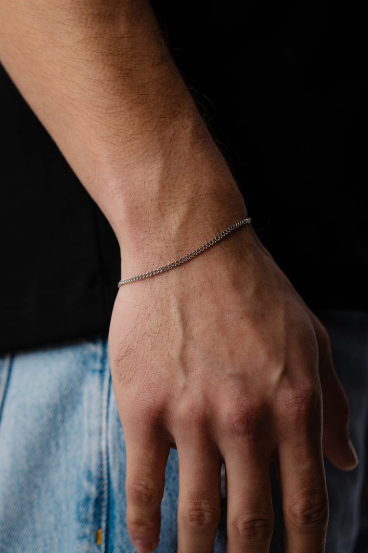 Cuban Link Bracelet 2mm (Silver)