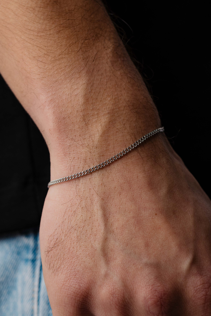 Cuban Link Bracelet 2mm (Silver)