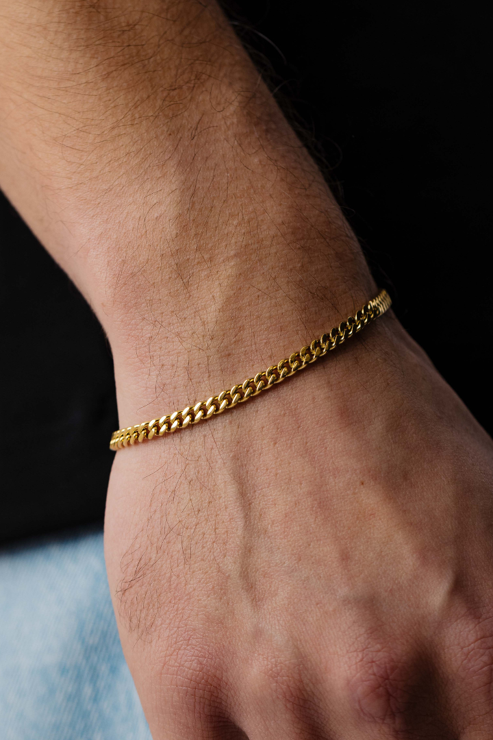 Cuban Link Bracelet 4mm (Gold)