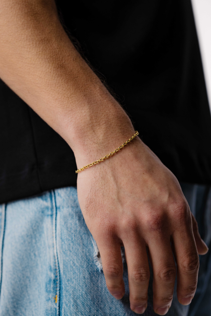 Anchor Bracelet 3mm (Gold)