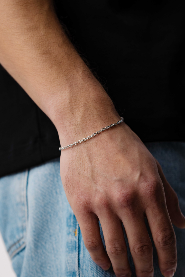 Anchor Bracelet 3mm (Silver)