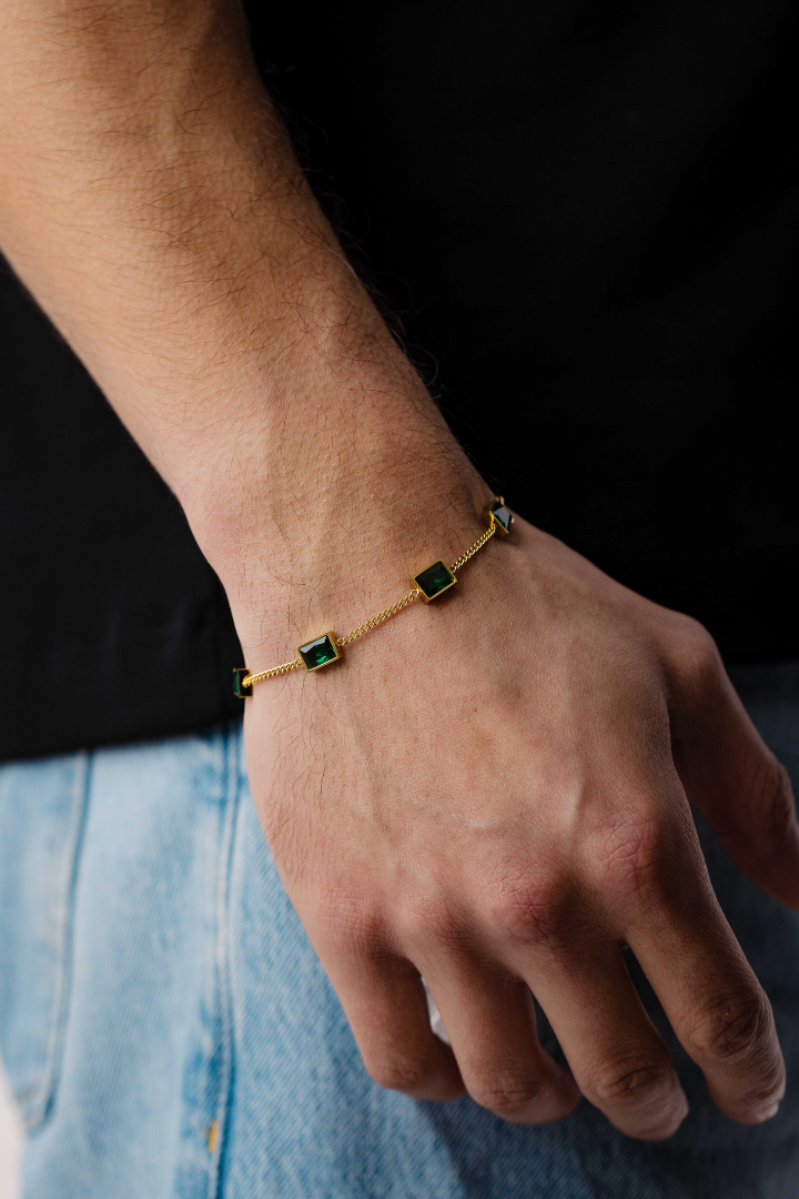 Green Stone Bracelet (Gold)