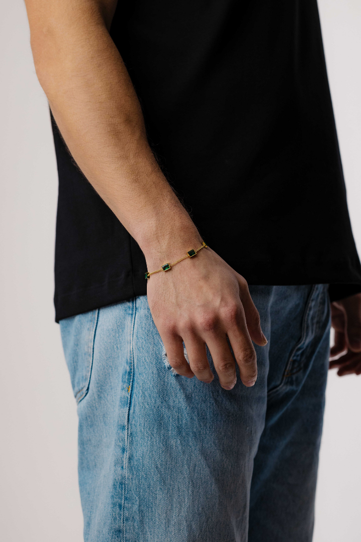 Green Stone Bracelet (Gold)