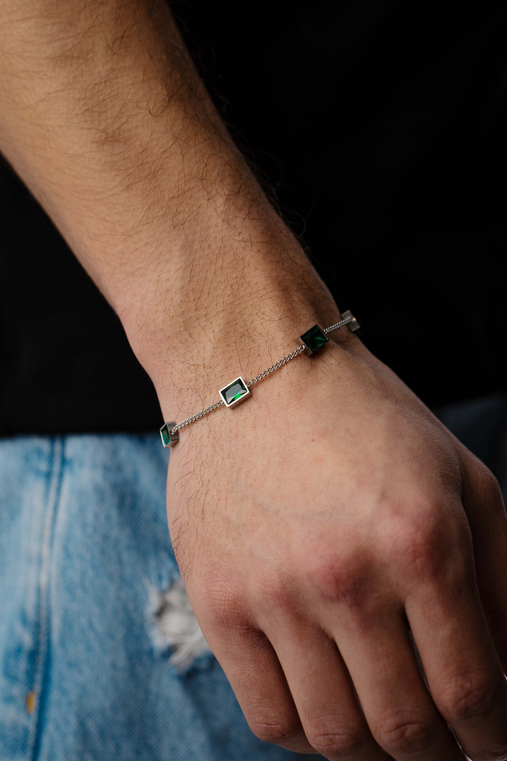 Green Stone Bracelet (Silver)