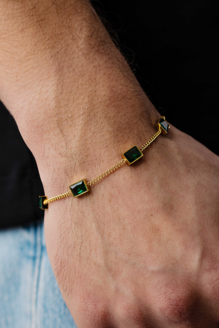 Green Stone Bracelet (Gold)