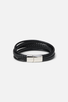 Triple Ring Leather Bracelet (Silver)
