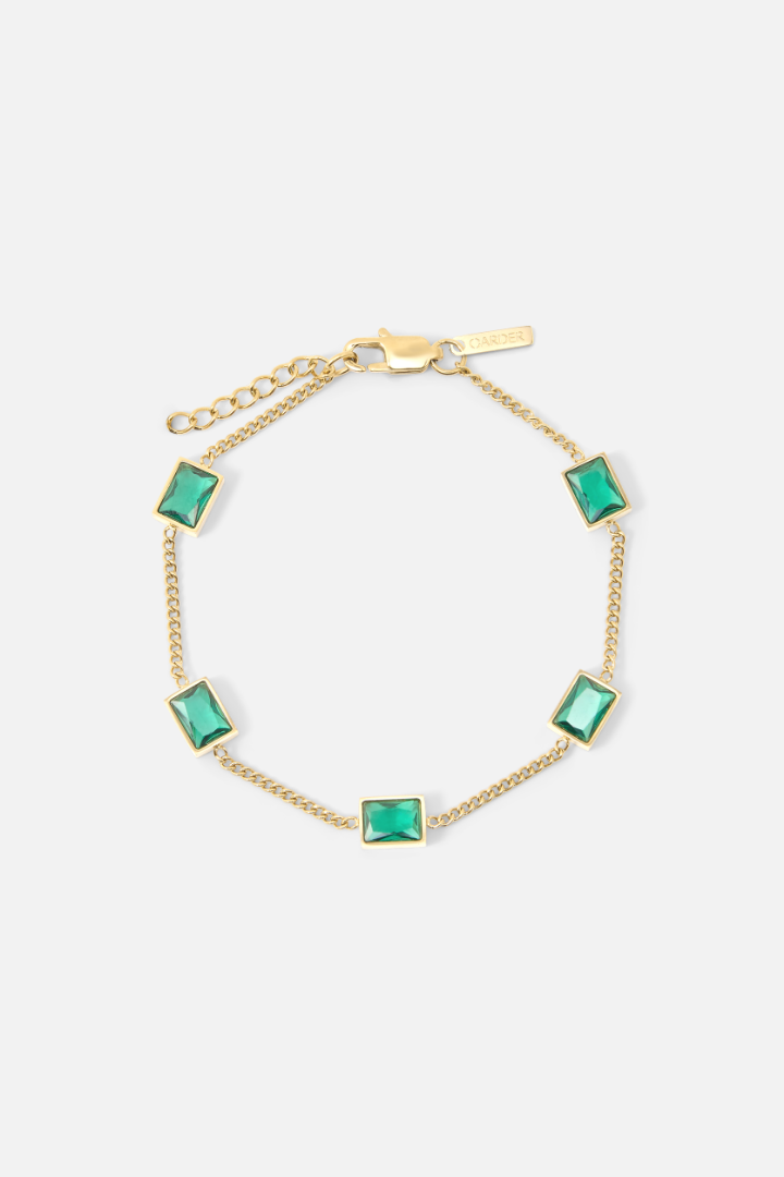 Green Stone Bracelet (Gold)