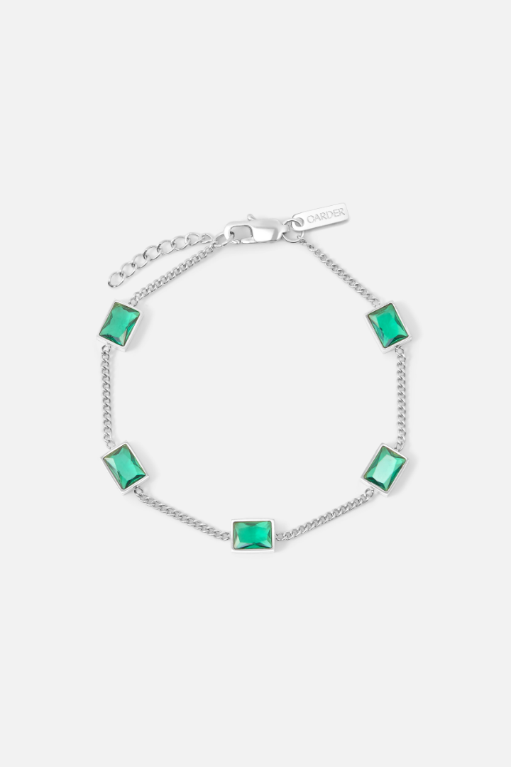 Green Stone Bracelet (Silver)