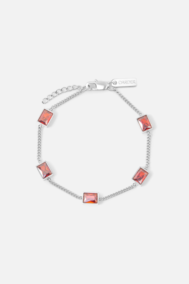 Red Stone Bracelet (Silver)