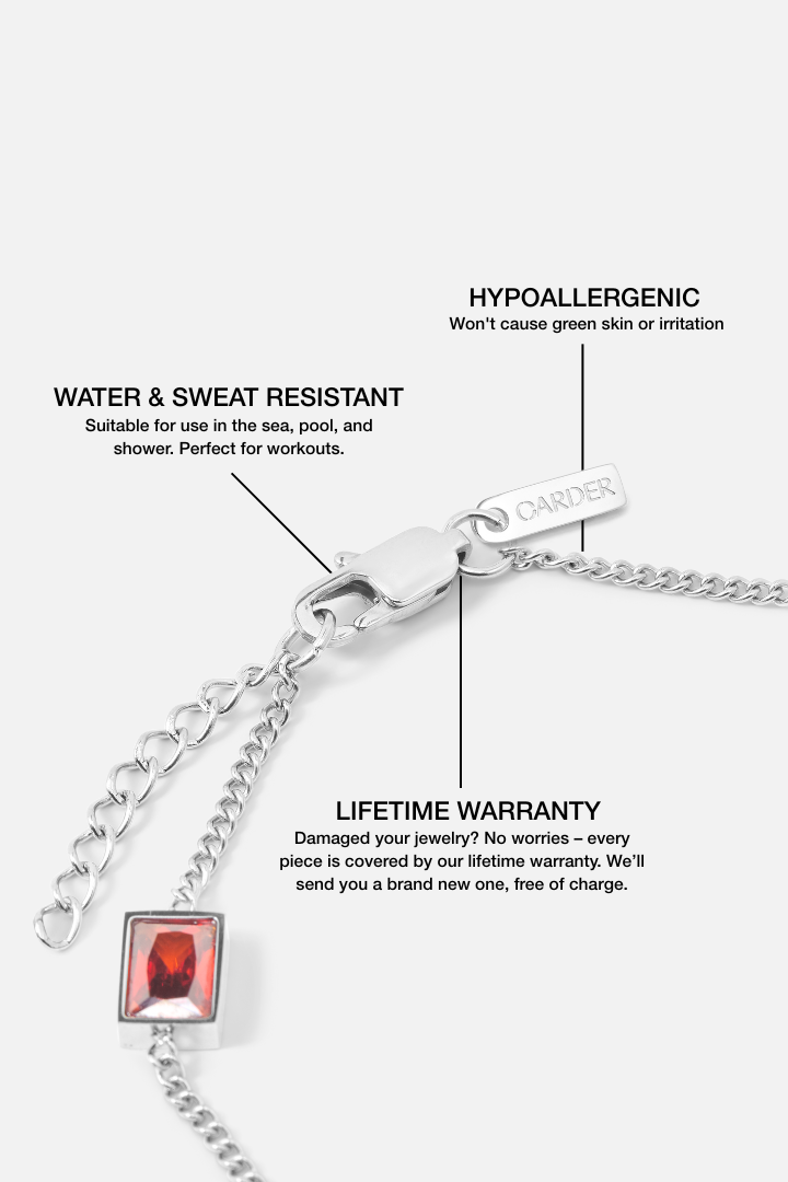 Red Stone Bracelet (Silver)